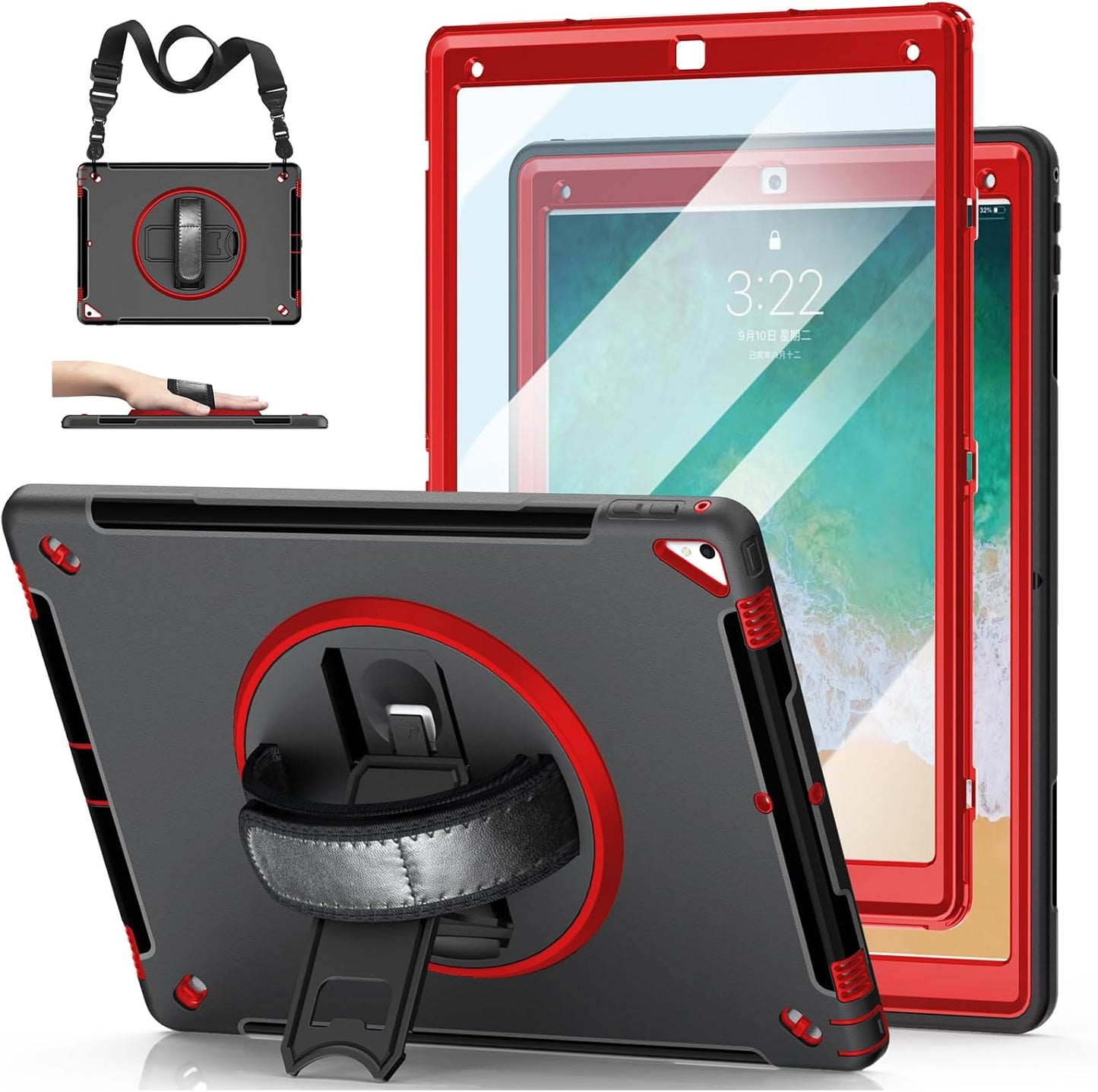 Heavy Duty Rugged iPad Pro 12.9 Case with Stand and Straps