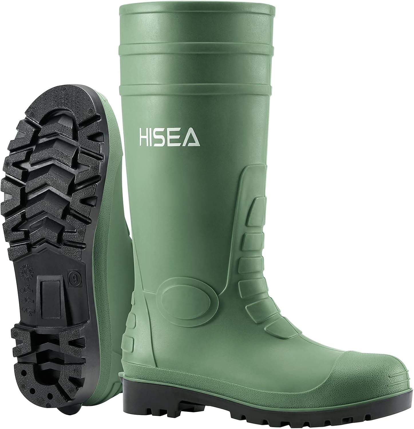 HISEA Men's Rain Boots with Steel Shank for Outdoor Work