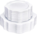 White Disposable Plates for 50 Guests - Elegant Scalloped Party Pack