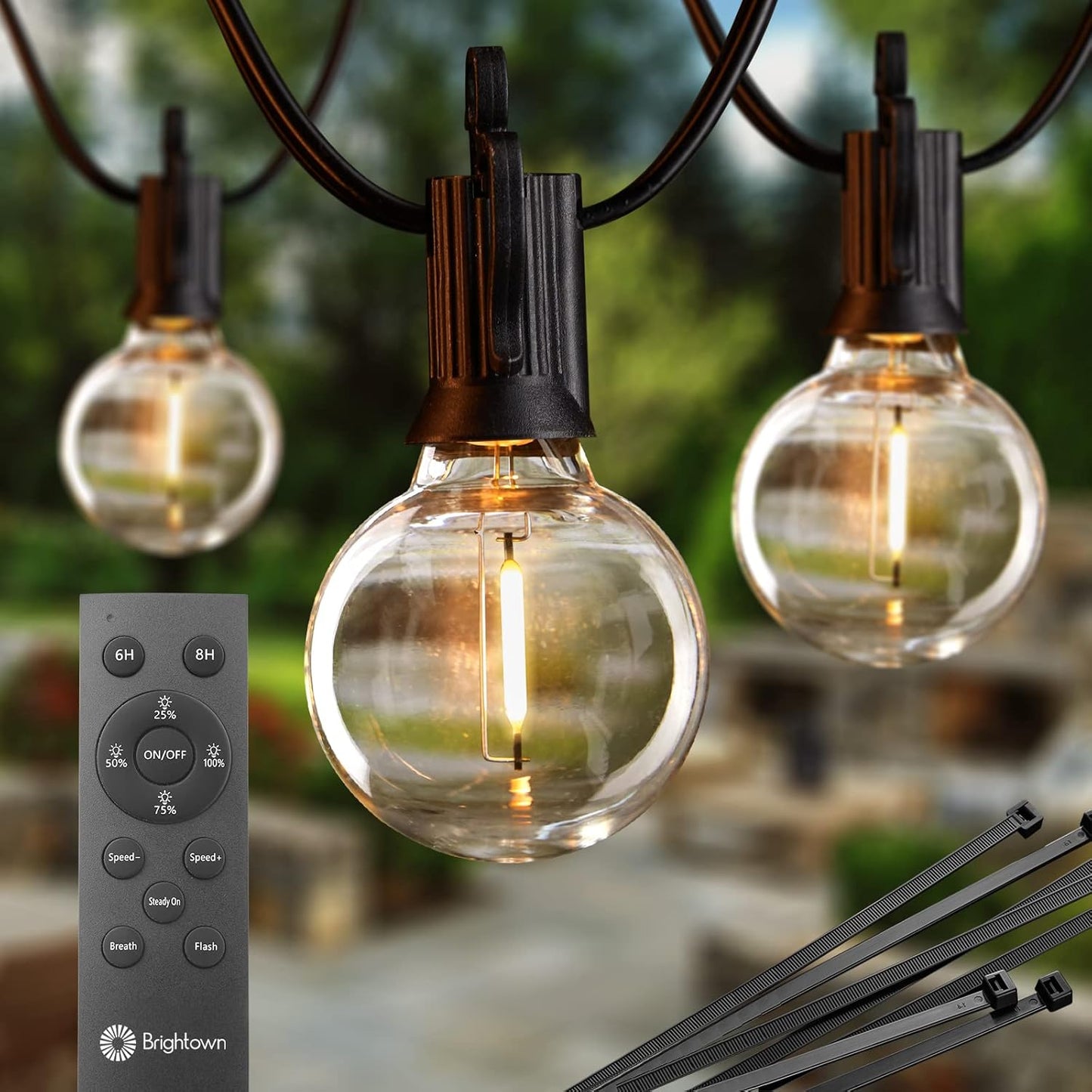 Outdoor String Lights with Remote Control for Patio and Garden