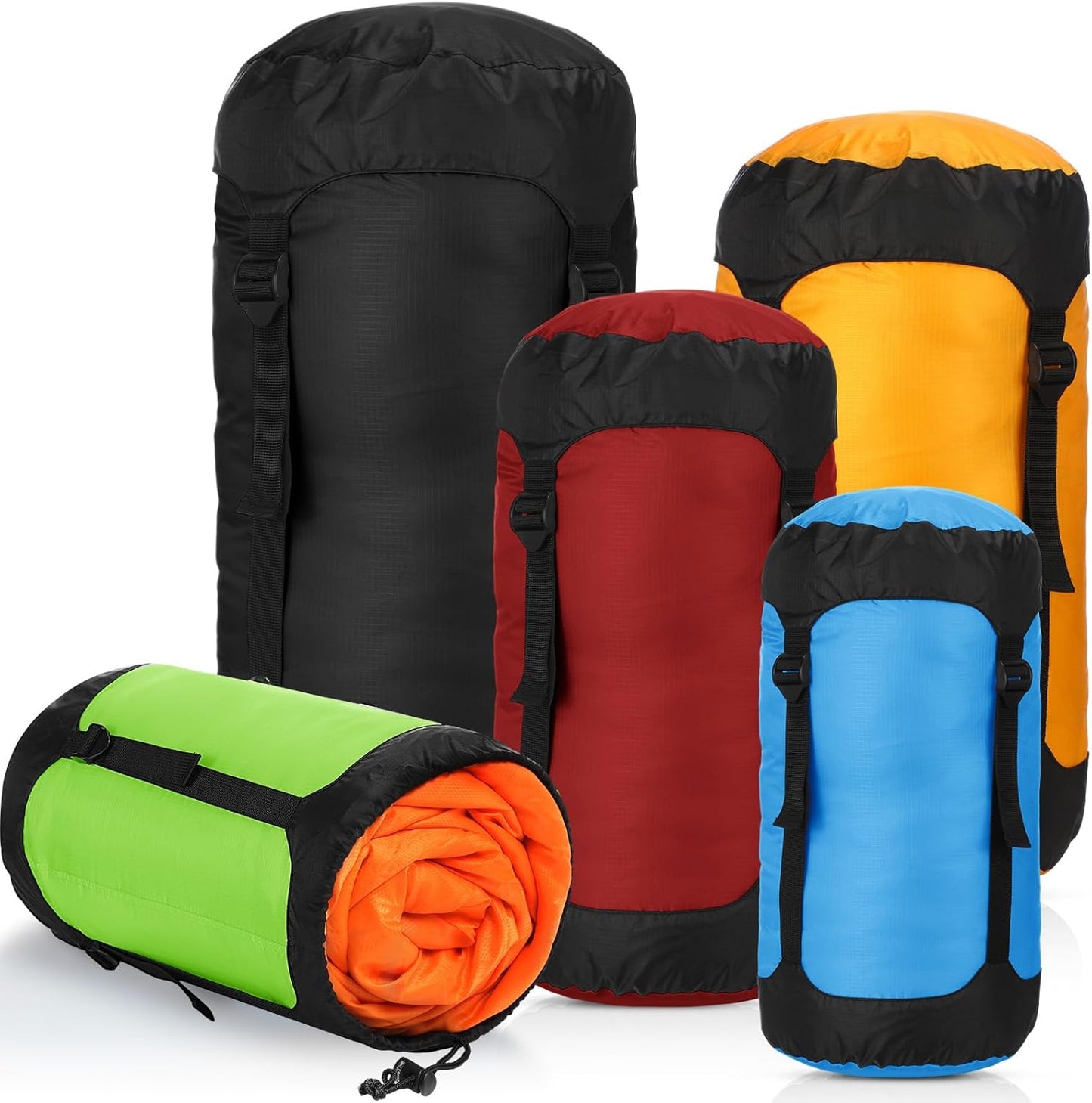 5 Pcs Compression Sacks for Backpacking - Space Saving Gear
