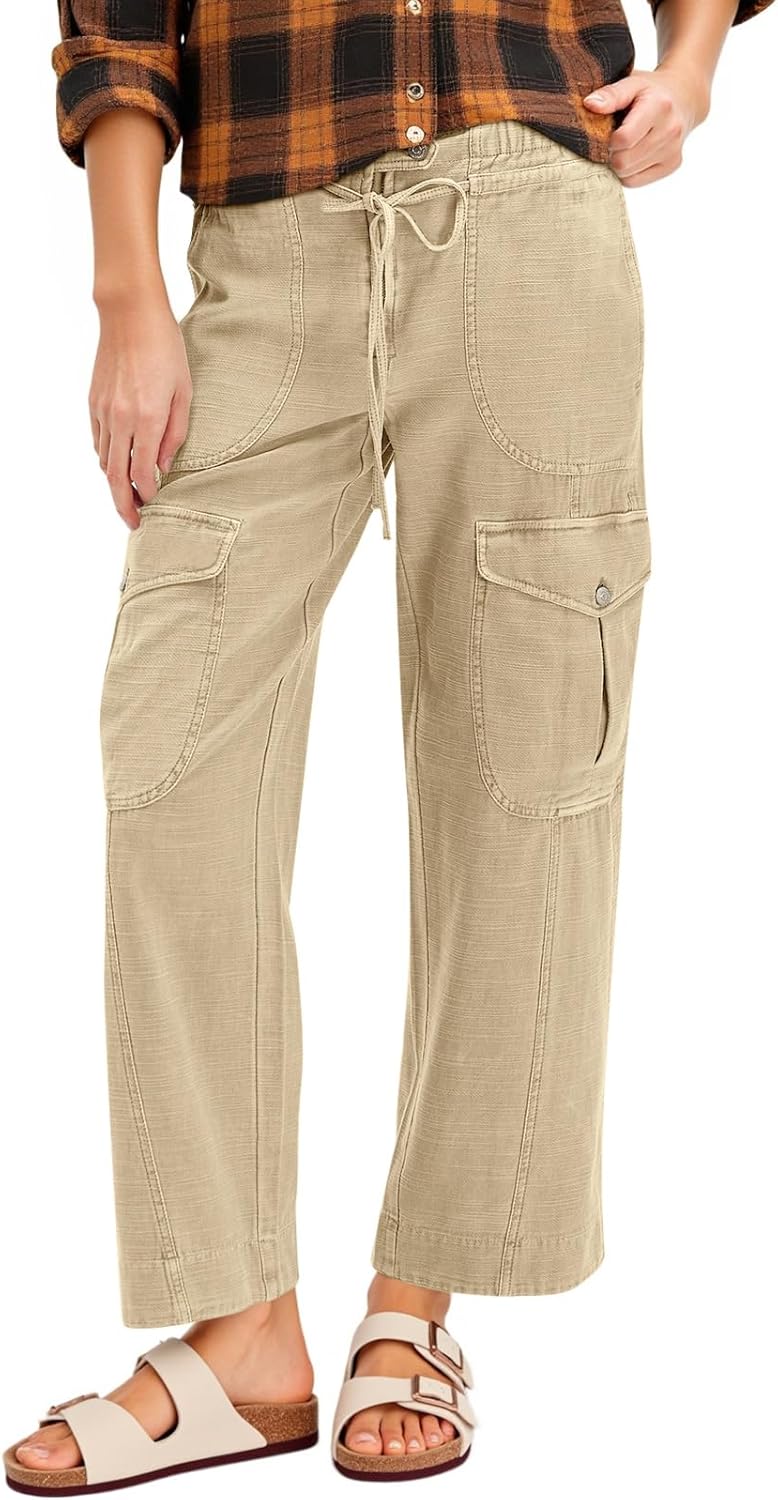 Cicy Bell Womens Cotton Cargo Pants for Casual Hiking Style
