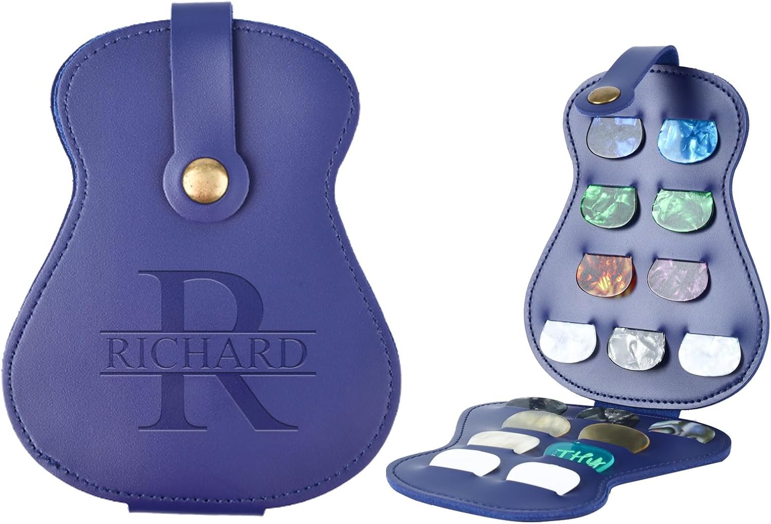 Personalized Guitar Pick Organizer - 18 Slots, Engraved Name, Music Lover's Dream