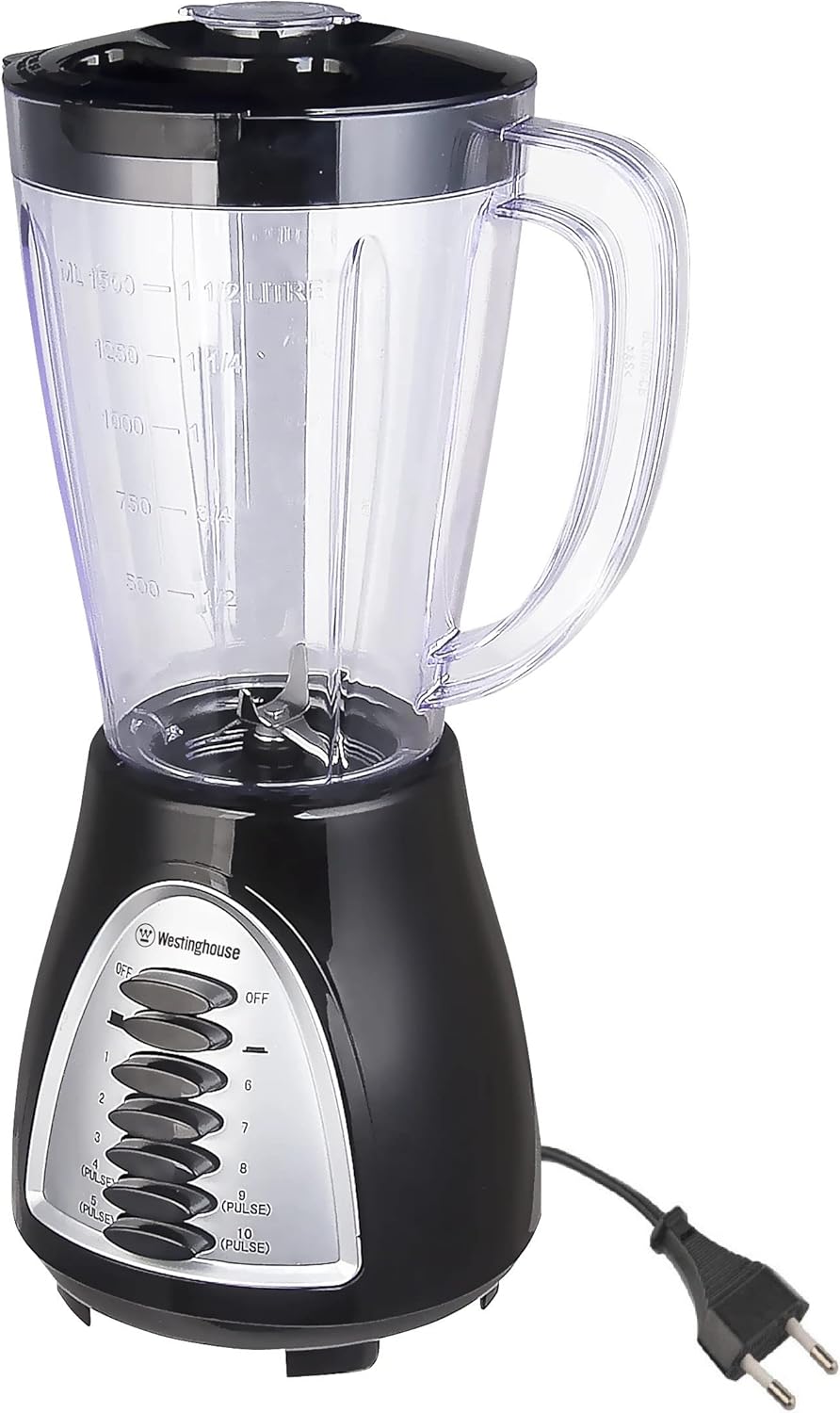 Westinghouse 220V Blender - 1.5L Glass Jar - 10 Speed Pulse - Stainless Steel Blade