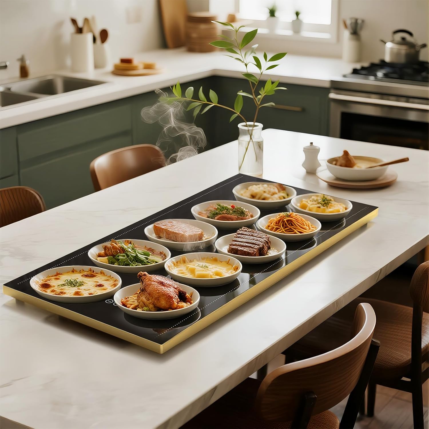 Electric Warming Tray for Buffet with 11 Temp Settings & Timer