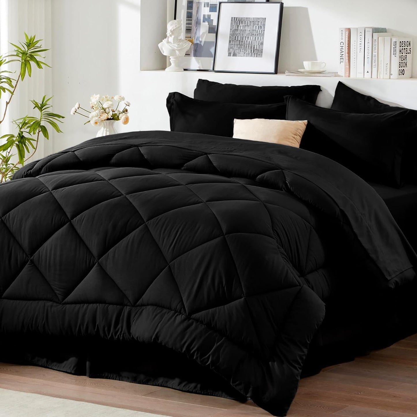 Newspin King Comforter Set Black - All Season Bed in a Bag
