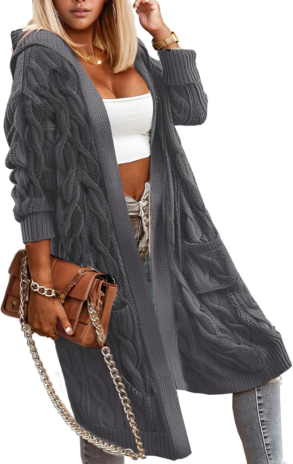 Oversized Hooded Cardigan Sweaters for Women Fashion 2025