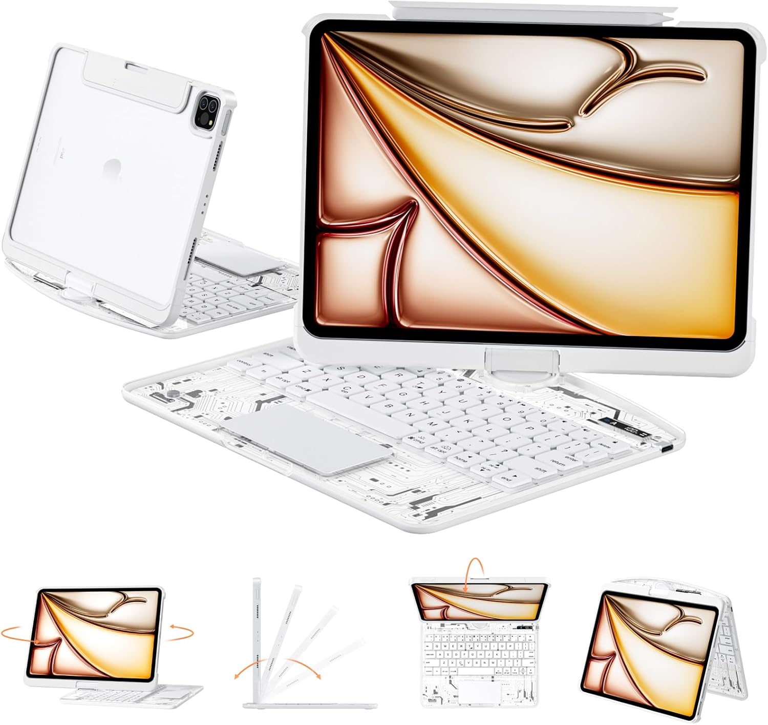 Transparent Case with Keyboard for 2024 iPad Pro 11-inch M4