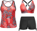 3 Piece Tankini Swimsuits for Women - Athletic V-Neck Set