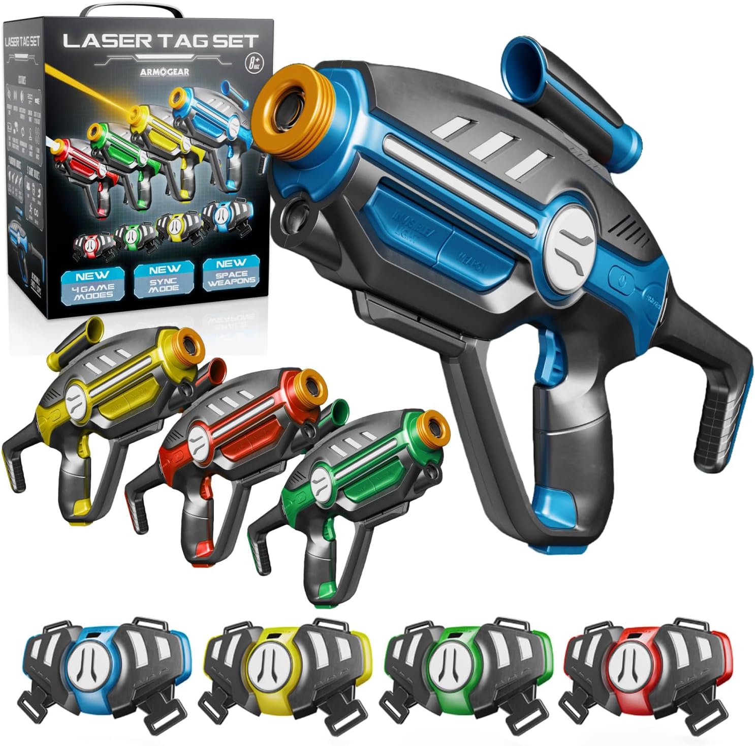 Laser Tag Set for Kids and Adults - 4 Blasters and Vests