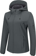Women's Softshell Jacket with Hood - Fleece Lined Waterproof Warm