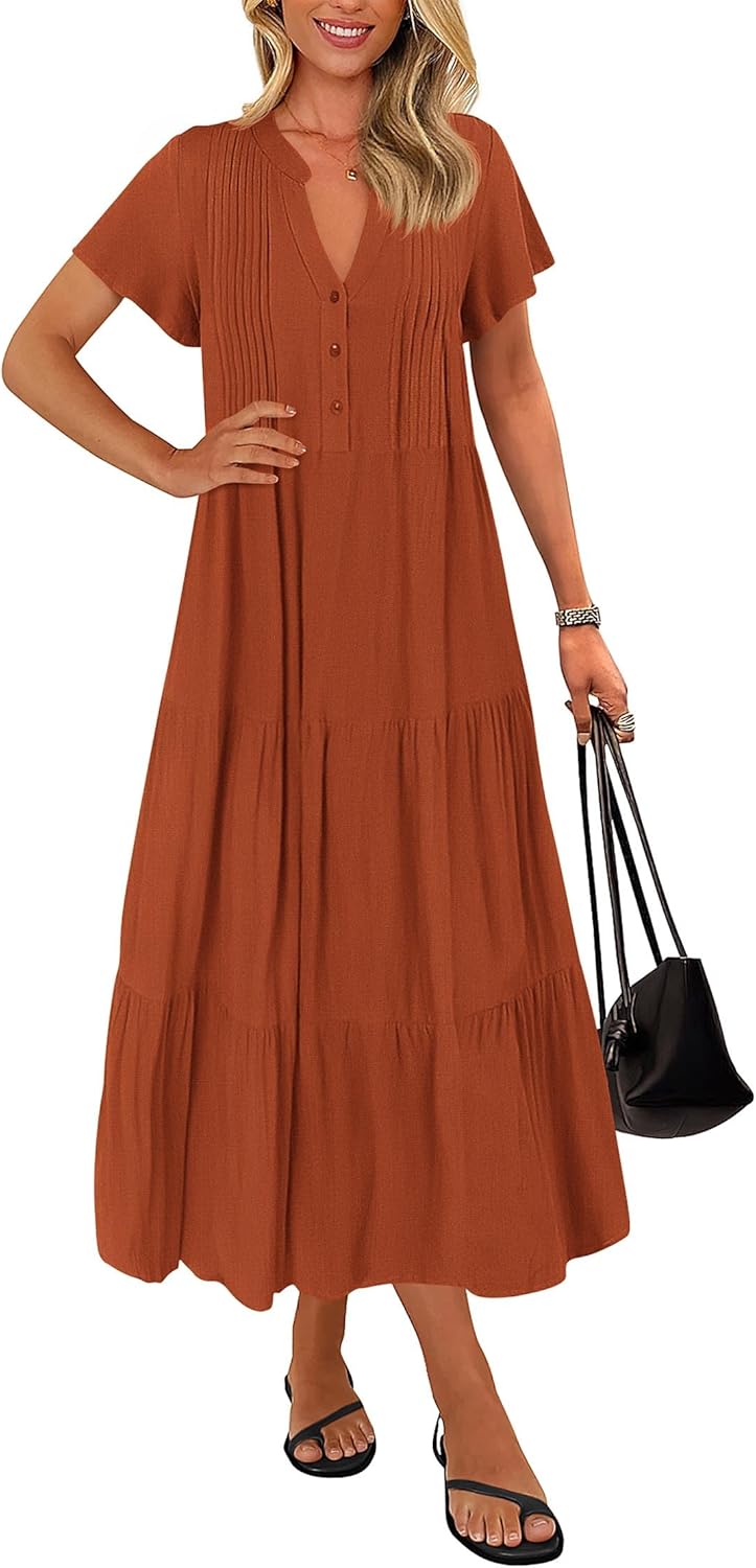 KIRUNDO Summer Maxi Dresses for Women 2025 Spring Fashion