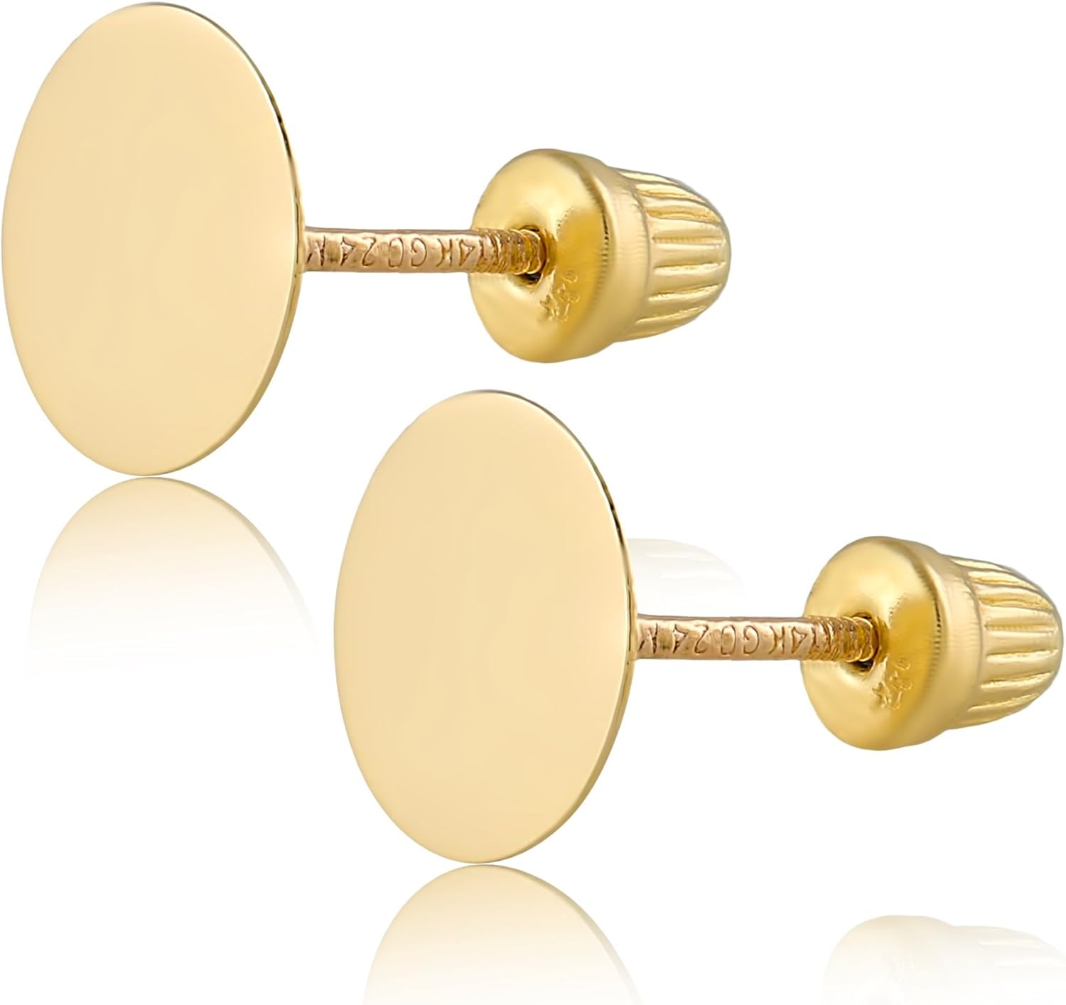 14k Solid Yellow Gold Stud Earrings for Sensitive Ears