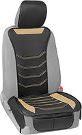 LuxeFit Beige Seat Cover for Cars Trucks Van SUV - Padded Faux Leather