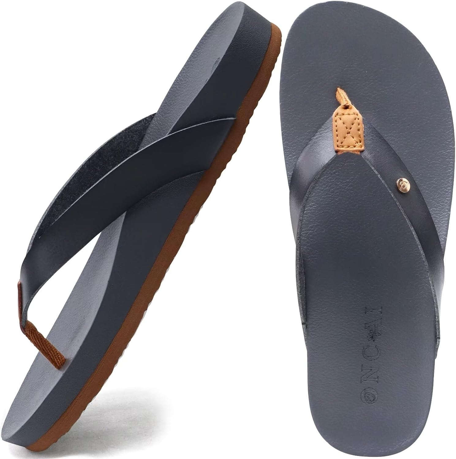 ONCAI Womens Flip Flops Comfortable Leather Strap for Summer