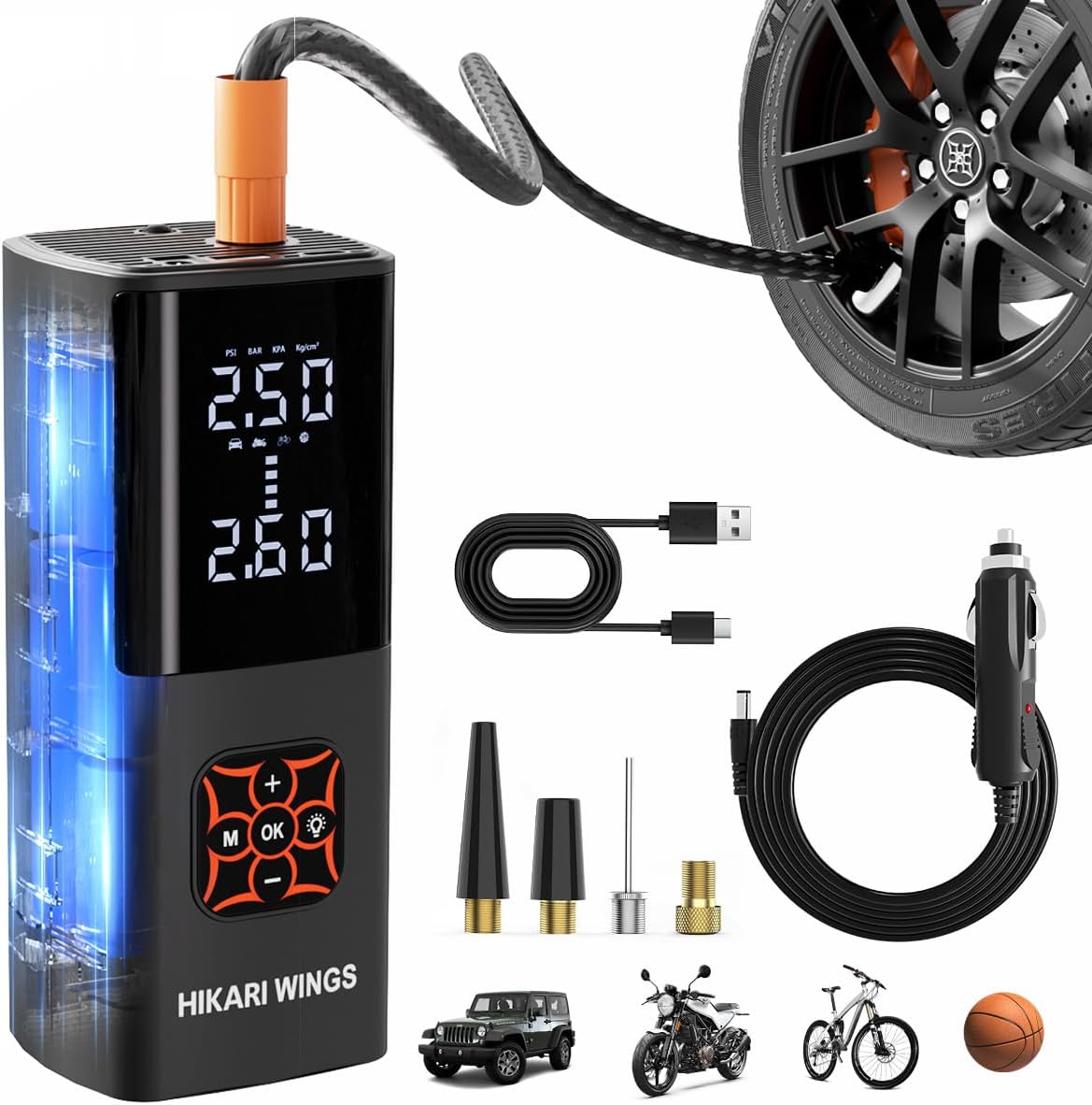 HIKARI WINGS Portable Air Compressor - 8X Faster Inflation