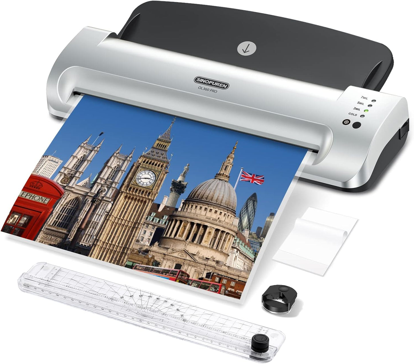 SINOPUREN 13-inch Laminator: Quick Warm-Up, Cold & Hot Laminating