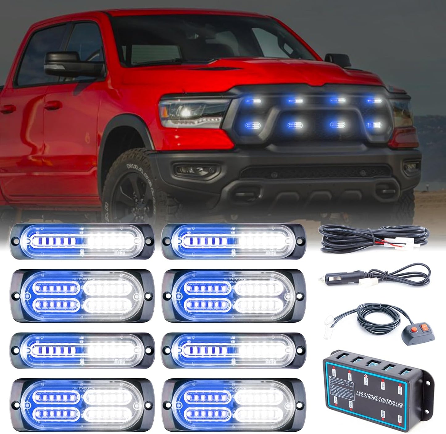 Ultra Slim Emergency Strobe Grille Lights for Vehicles and Trucks