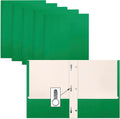 Green Paper 2-Pocket Folders with Prongs 50 Pack - Durable Matte