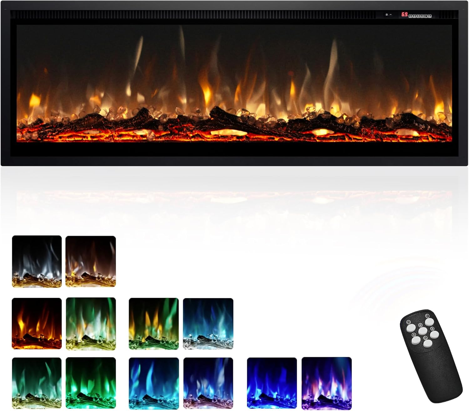 EUHOMY 50 Inch Electric Fireplace with Remote Control Features
