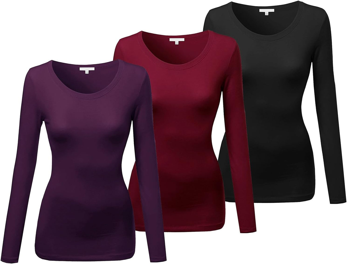 Emmalise Women's Basic Athletic Fit Long Sleeve Tee for Comfort