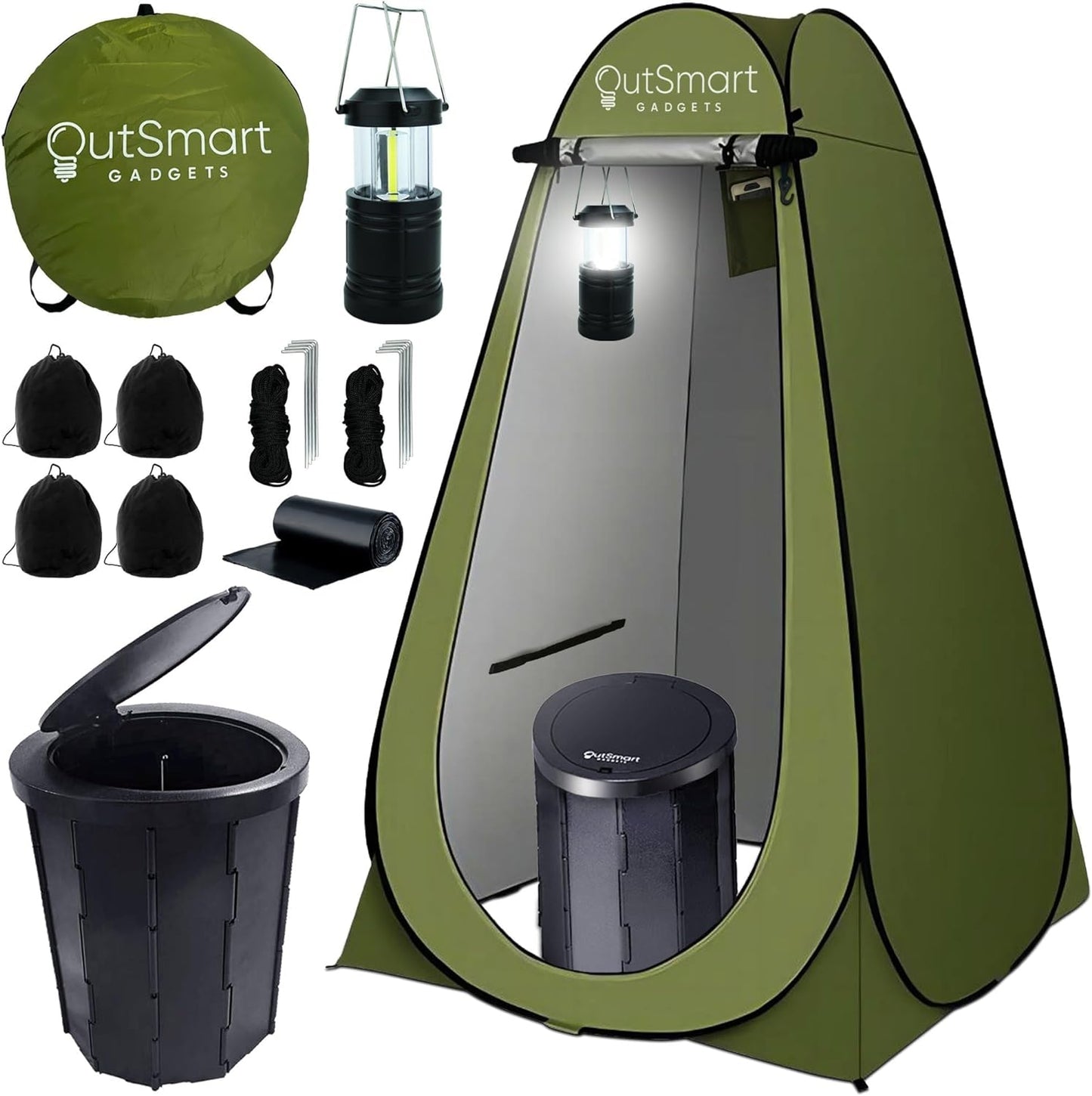 Portable Toilet Set with Night Lantern - Ultimate Outdoor Convenience