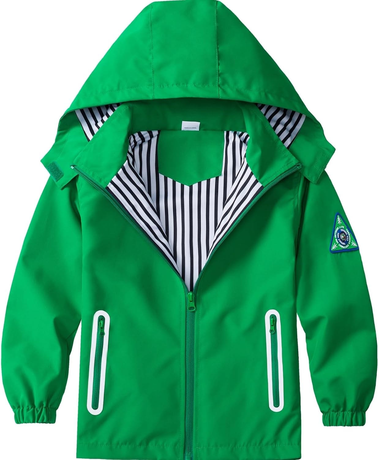 Boys Rain Jacket with Detachable Hood for Kids Adventure