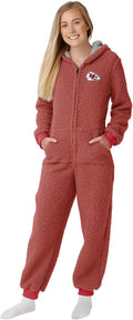 FOCO Women's NFL Team Logo Sherpa One Piece Lounge Pajamas - Cozy Fan