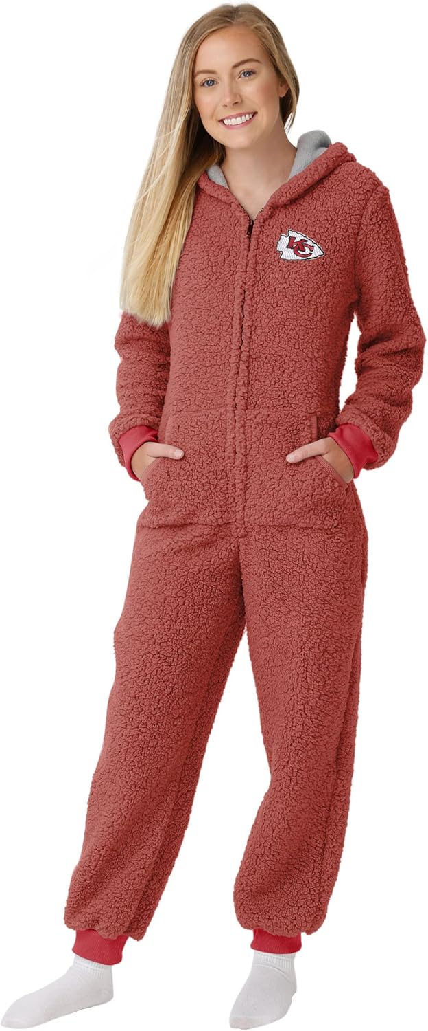FOCO Women's NFL Team Logo Sherpa One Piece Lounge Pajamas Review