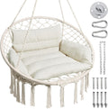 Greenstell Hammock Chair Macrame Swing Chair with Cushion - Cozy Boho