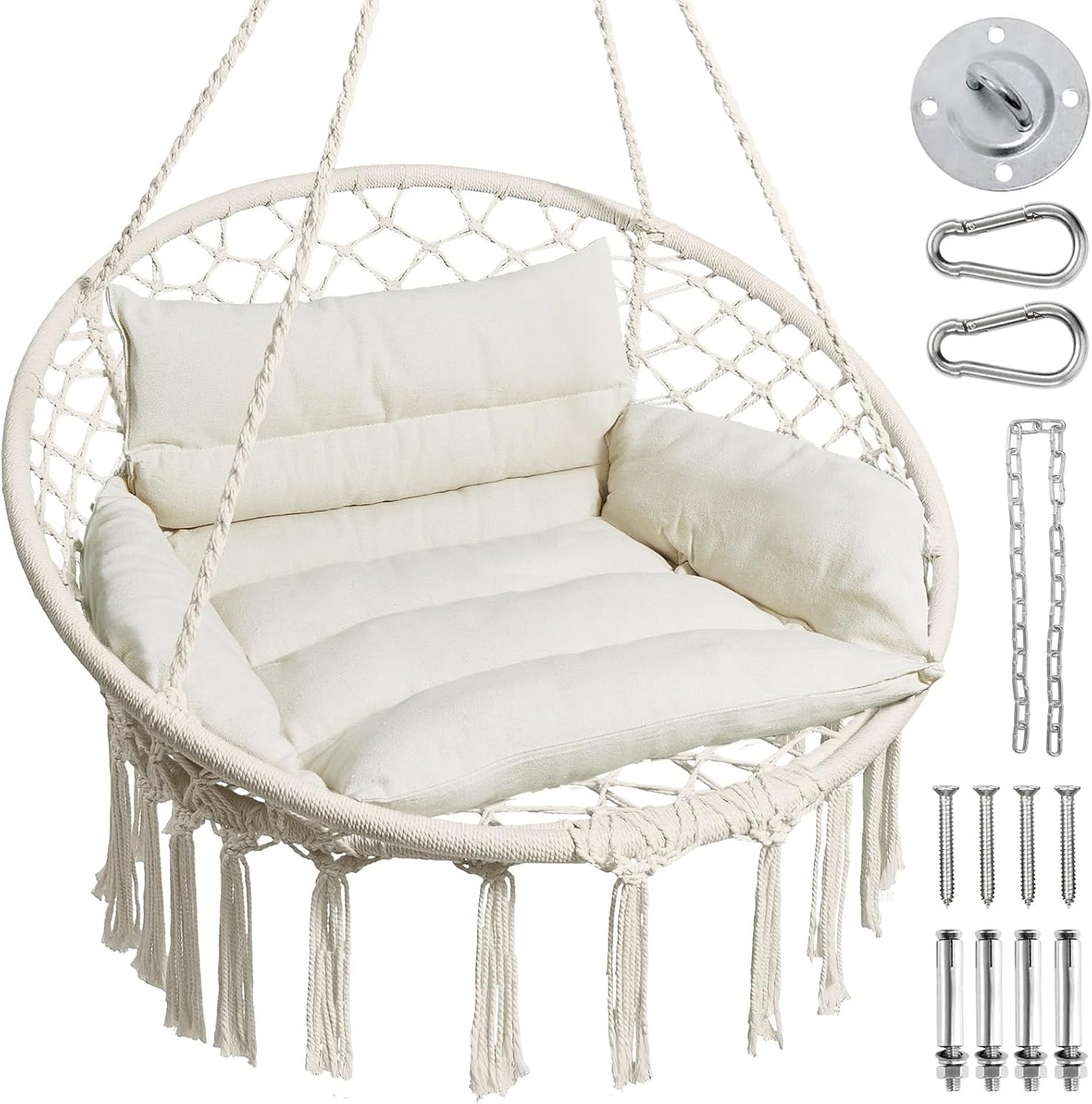 Greenstell Hammock Chair with Comfy Cushion for Indoor & Outdoor