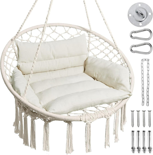 Greenstell Hammock Chair with Comfy Cushion for Indoor & Outdoor