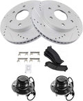 TRQ Front Brake Pad & Rotor Kit Ceramic G-Coated Slotted X Drilled