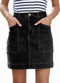 Sidefeel Women's High Waisted Jean Skirt - Stretchy Casual Mini Skirts