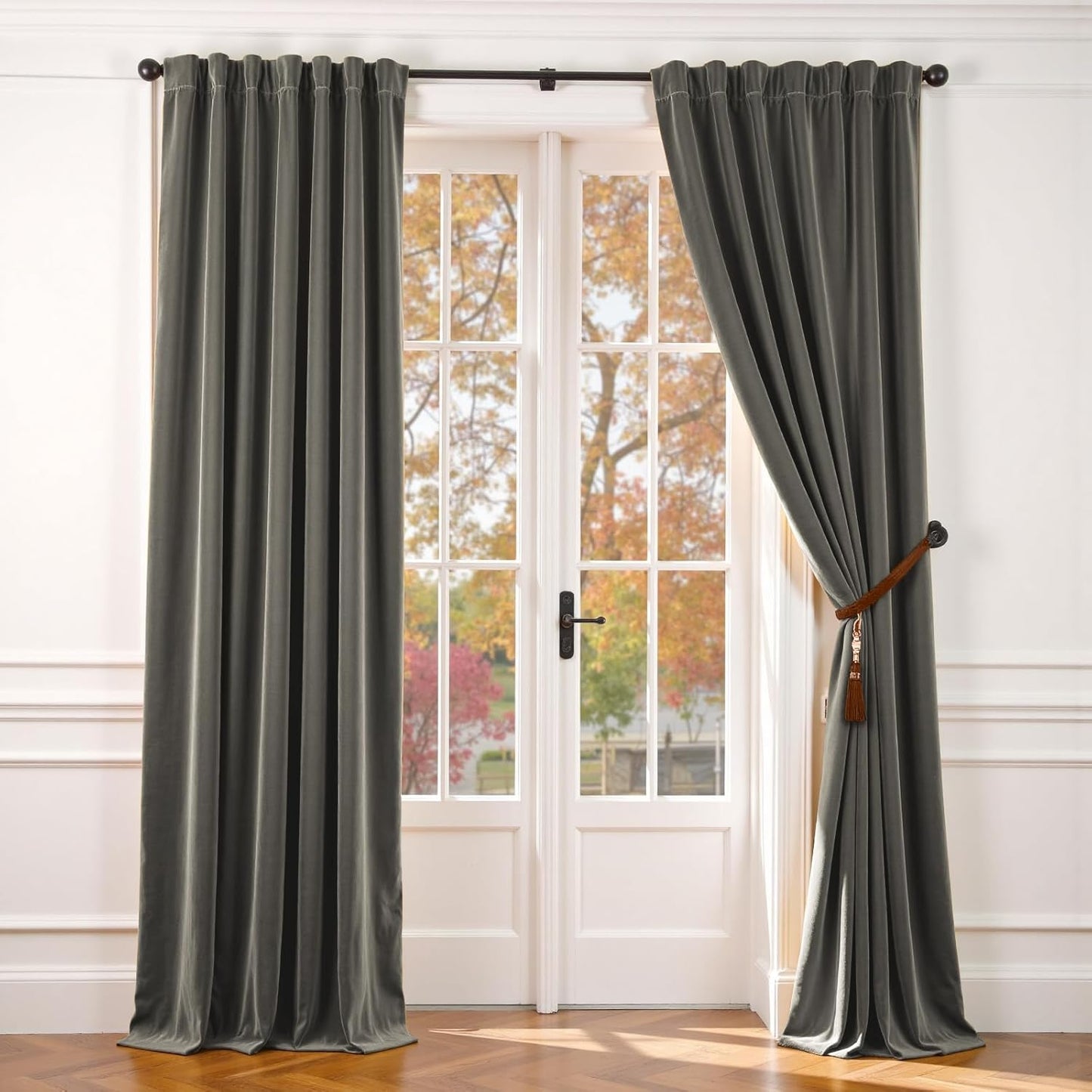 Lazzzy Velvet Grey Curtains for Bedroom and Living Room Decor