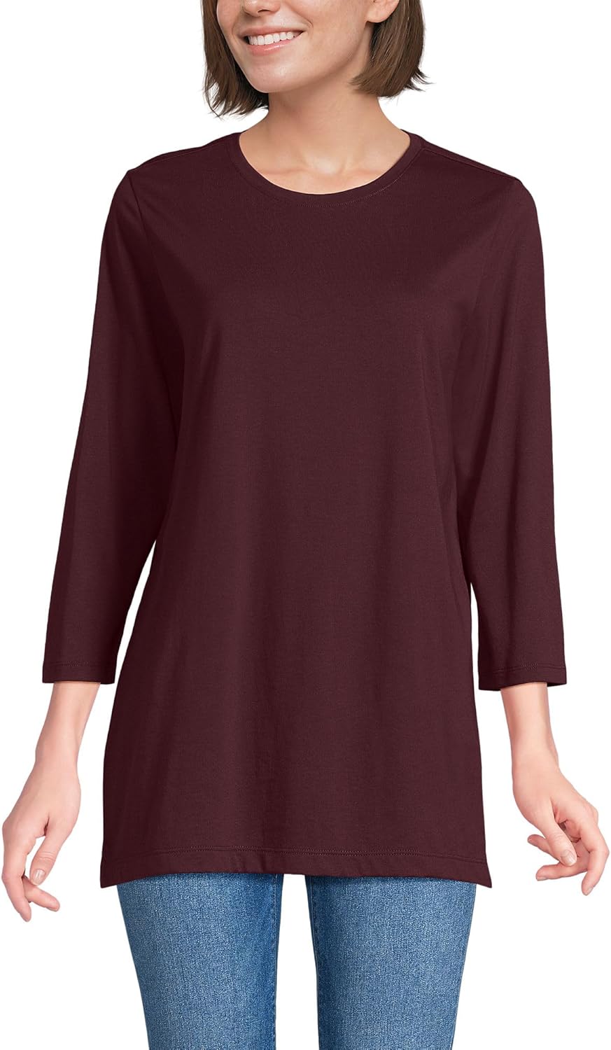 Lands' End Women's Supima Cotton Crewneck Tunic for Comfort