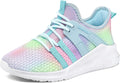 RUNSIDE Girls Tennis Shoes Lightweight Kids Sneakers - Bright Gradient