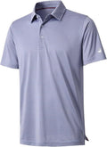 Mens Striped Golf Polo Shirt Moisture Wicking Dry Fit - Short Sleeve