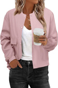 Zeagoo Women Bomber Jacket Casual Button Down Varsity Shacket