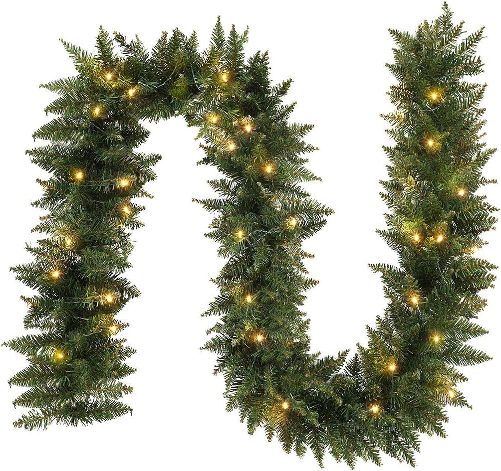 9FT Prelit Christmas Garland with Lights for Festive Decor