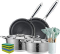 Stainless Steel 20-Piece Cookware Set with Non-Stick Pans