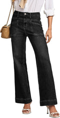 EVALESS Womens Wide Leg High Waisted Jeans - Flattering Stretch