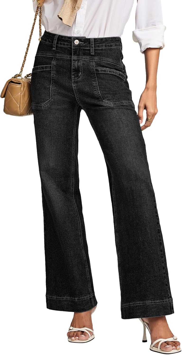 EVALESS Womens Jeans Wide Leg High Waisted Bootcut Trendy Style