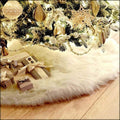 60 in Faux Fur Christmas Tree Skirt White Plush - Soft Snow Look