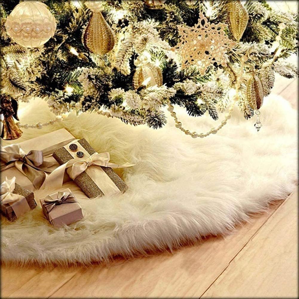 60 Inch Faux Fur Christmas Tree Skirt for Festive Decor