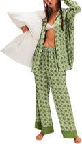 Arssm Women Satin Silk Pajama Set Floral Long Sleeve - Cozy Fit