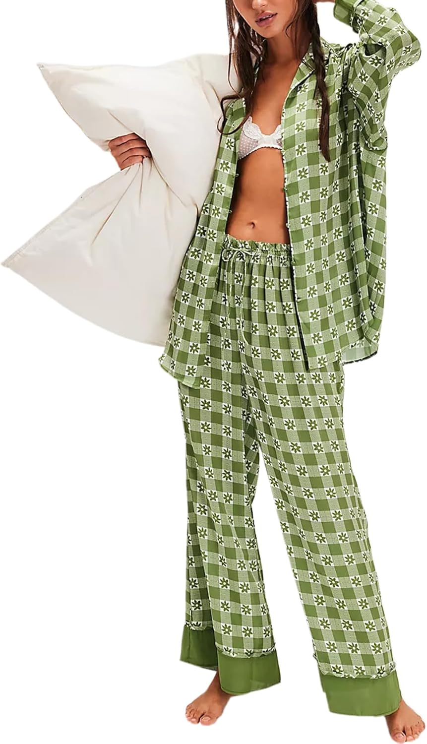 Arssm Women 2 Piece Satin Silk Pajama Set for Cozy Comfort