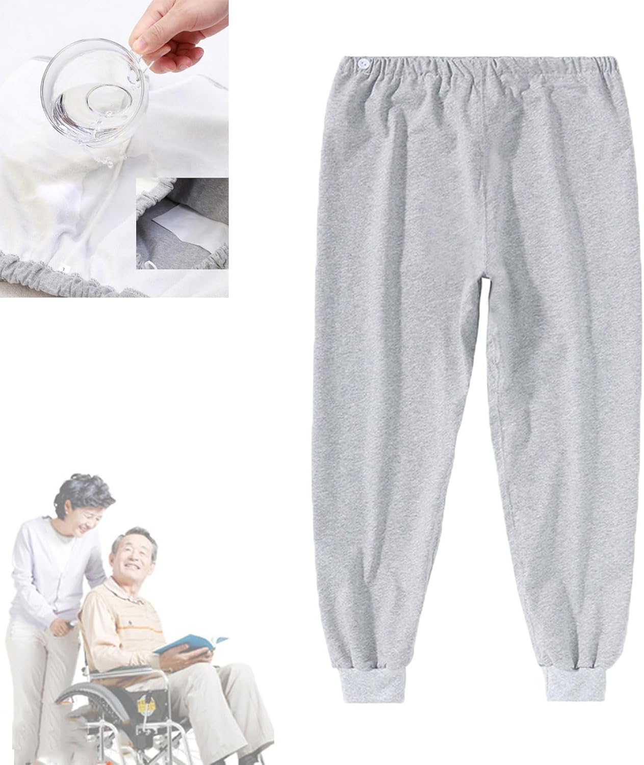 Incontinence Care Pants for Elderly - Leak-Proof & Comfortable - Gray