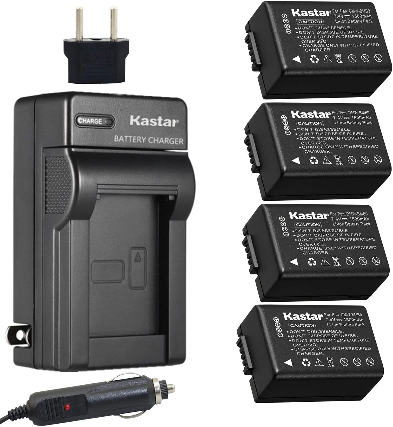 Kastar 4pcs Battery and Charger for DMW-BMB9 Compatible Cameras