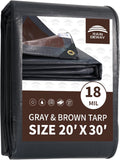 RAINDEWAY 20x30 ft Super Heavy Duty Tarp 18 Mil - Weatherproof Cover